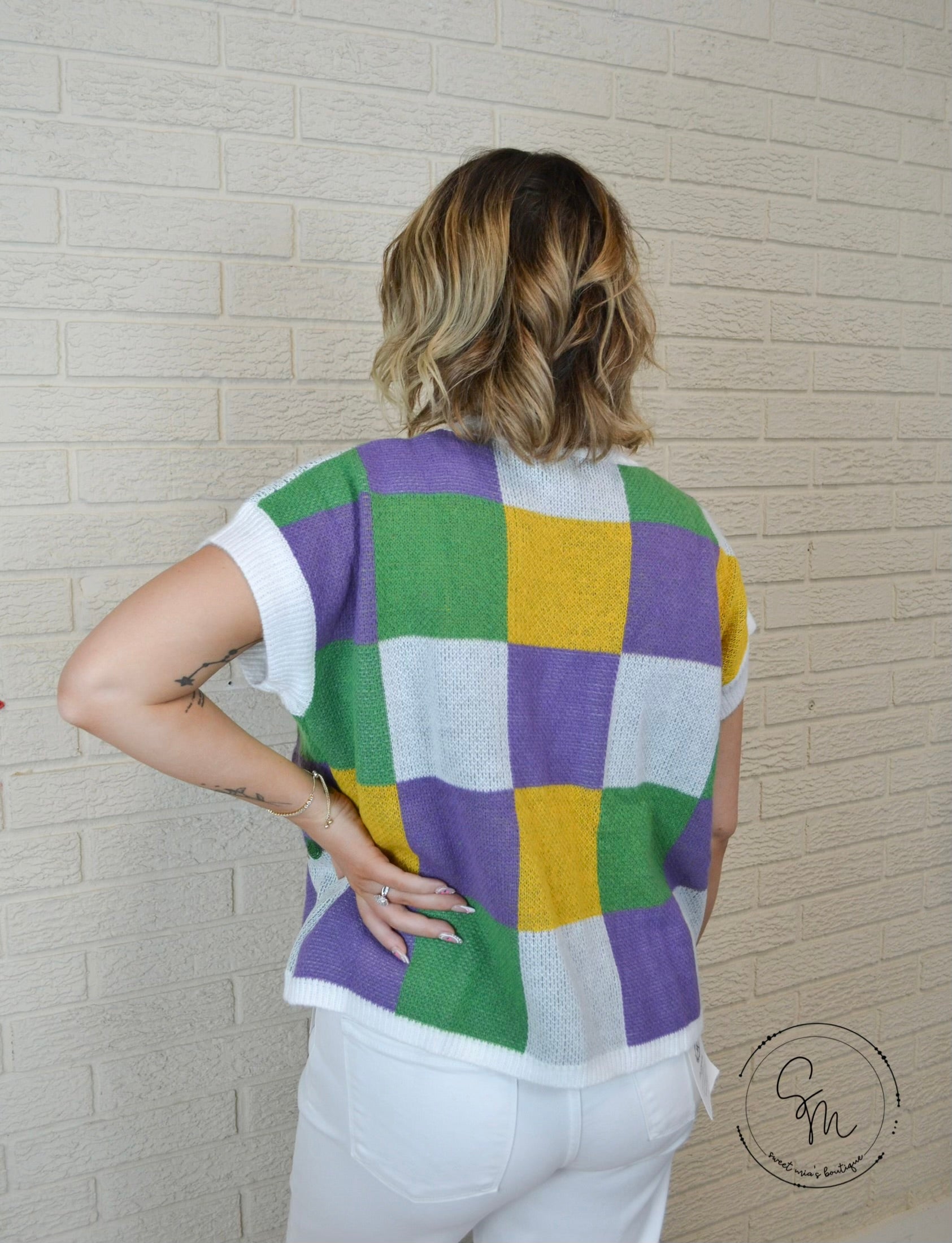 Sequin Mardi Mask Vest By BiBi