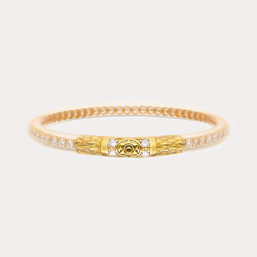 Queen All Weather Bangle (AWB)- Clear Crystal- Gold