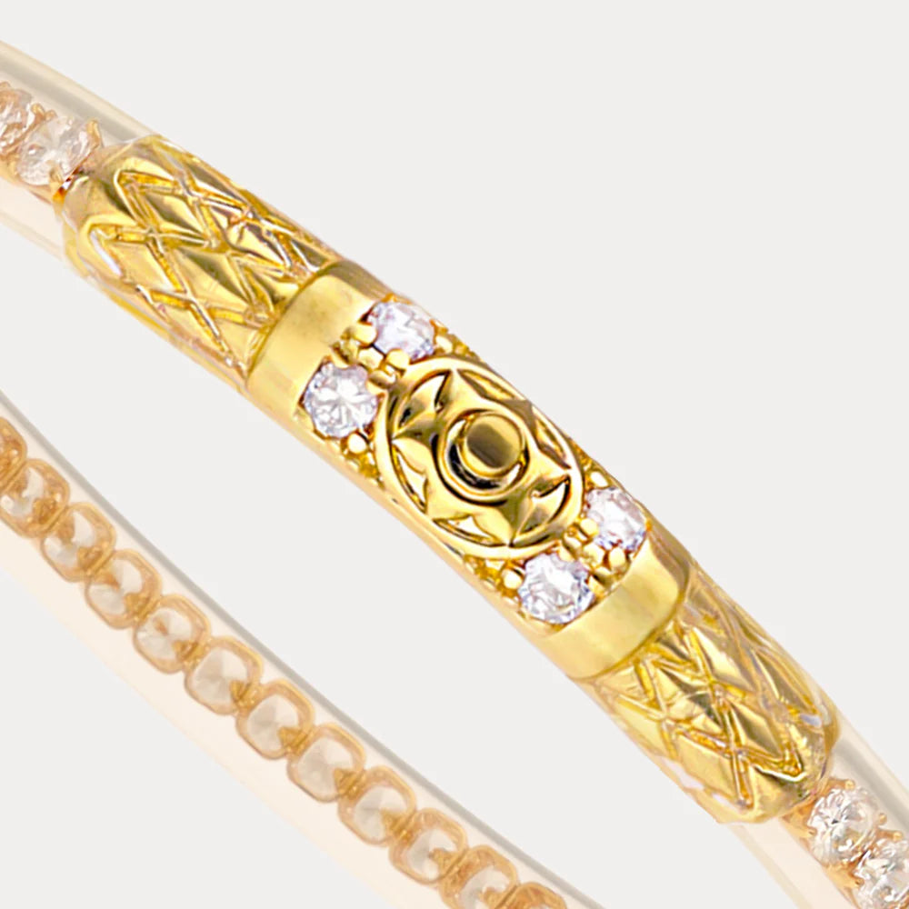 Queen All Weather Bangle (AWB)- Clear Crystal- Gold