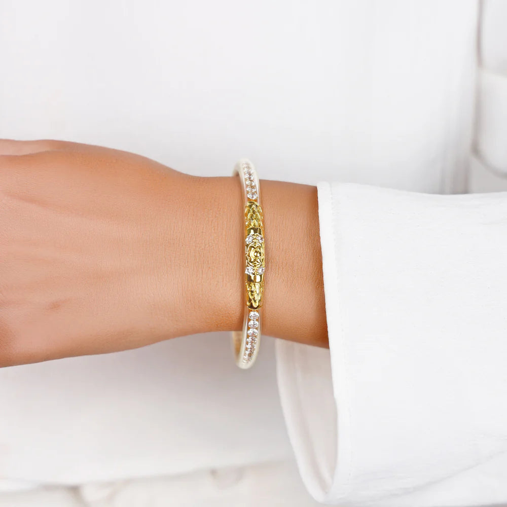 Queen All Weather Bangle (AWB)- Clear Crystal- Gold