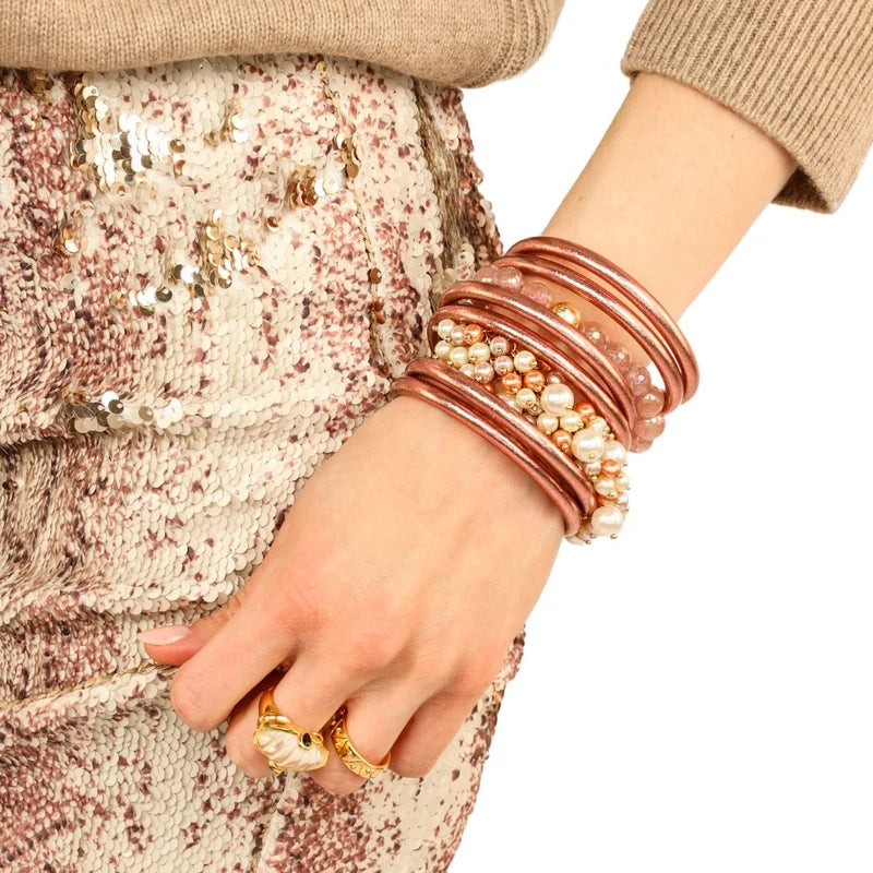 BuDhaGirl All Weather Bangles in Rose Gold -Set of 6