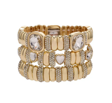 Golden Heart Crystal Stack Set By Treasure Jewels