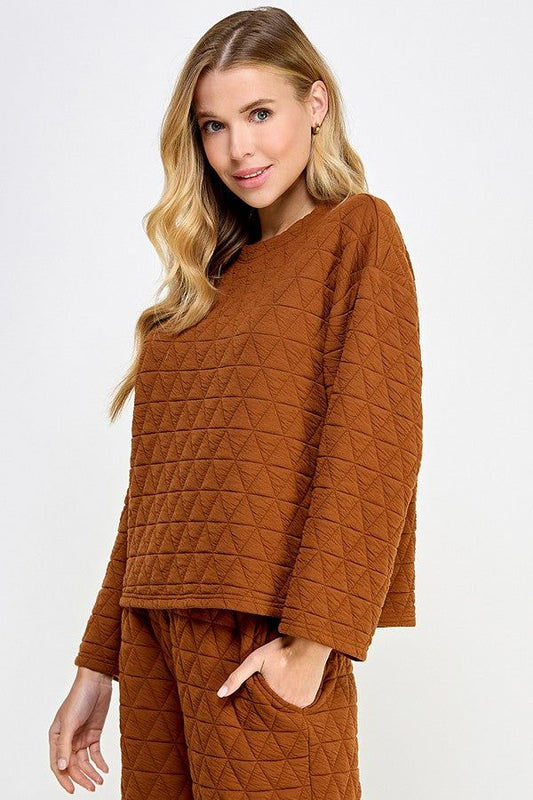 Quilted Long Sleeve Top