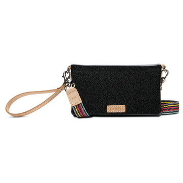 Black Consuela Crossbody with a wristlet 