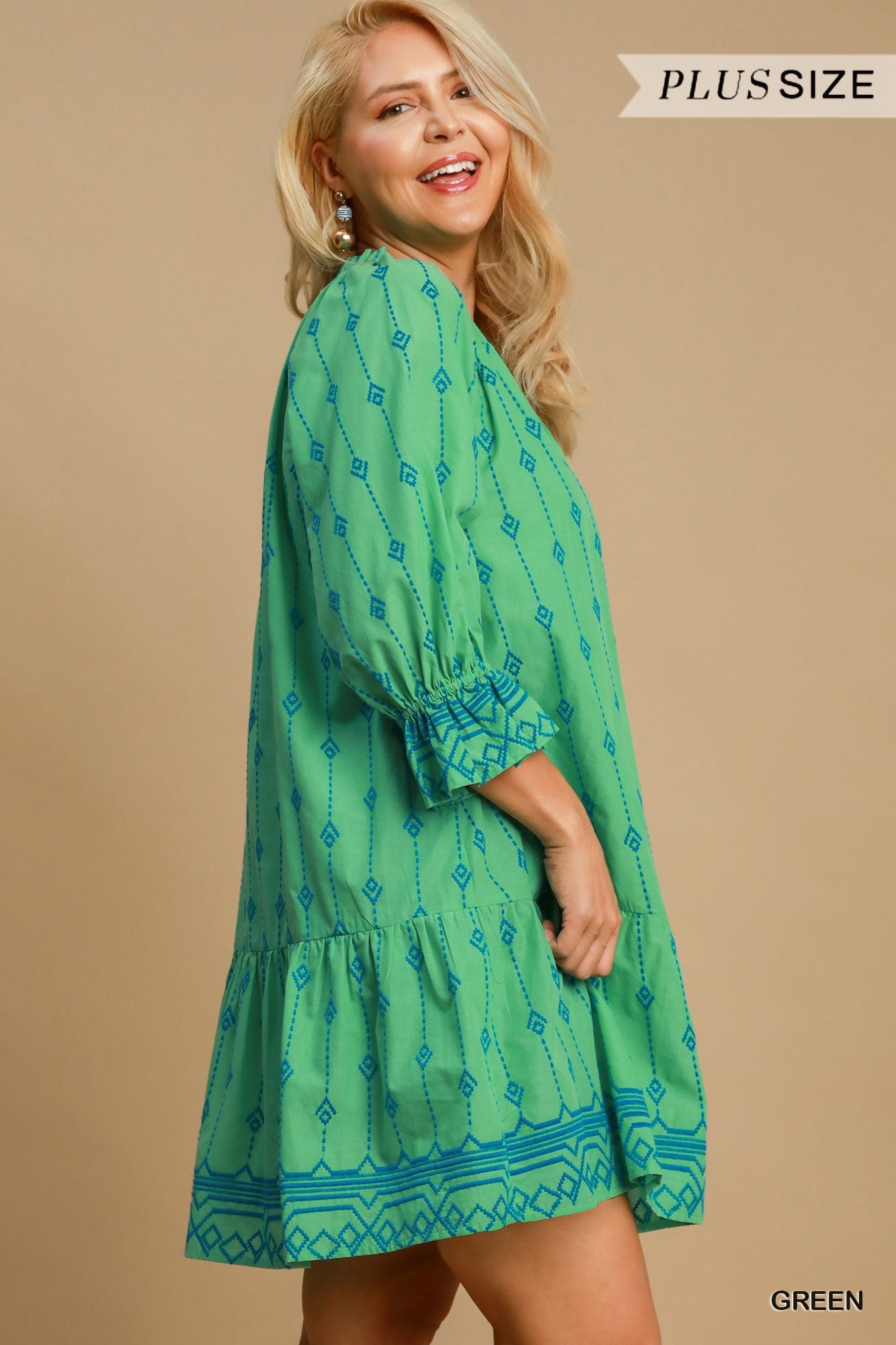 Plus Size Embroidery Short A-Line Dress By Umgee