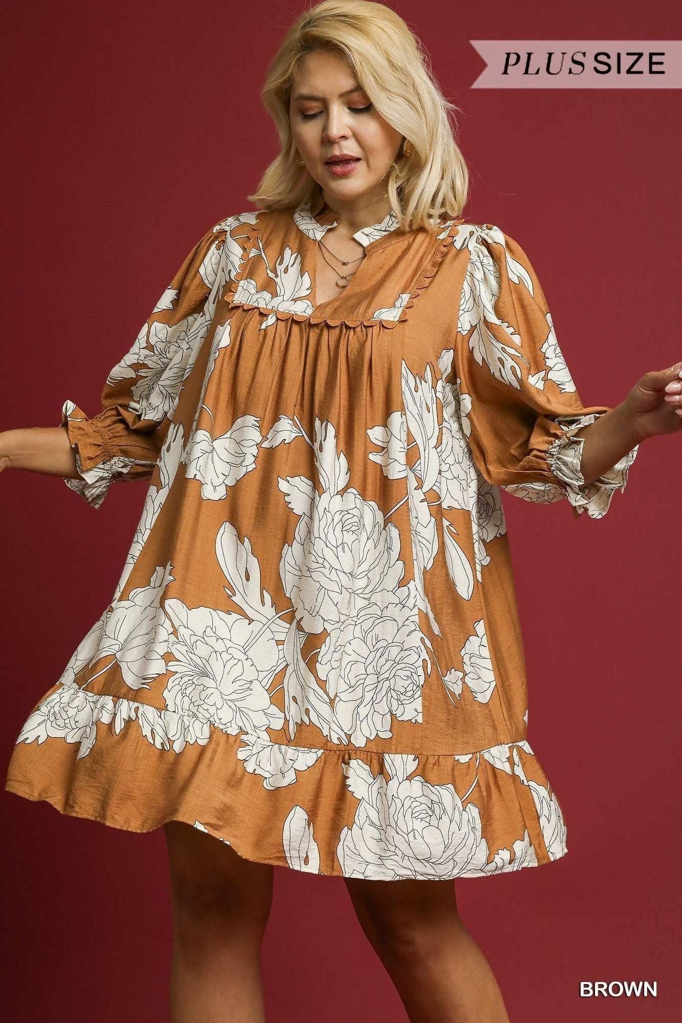 Full Run Floral Tiered Babydoll Dress By Umgee