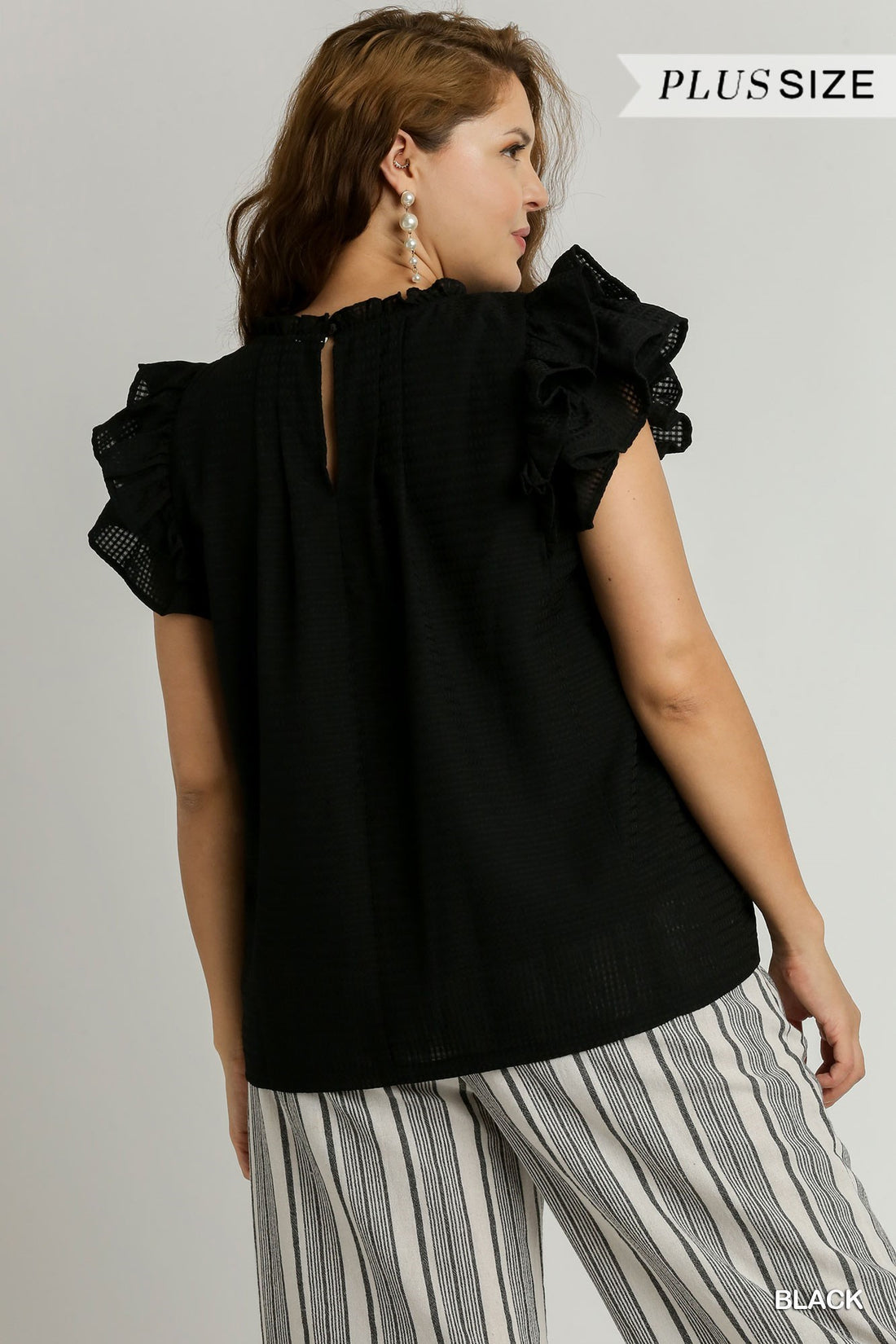 Plus Size Ruffle Sleeve Round Neck Top By Umgee