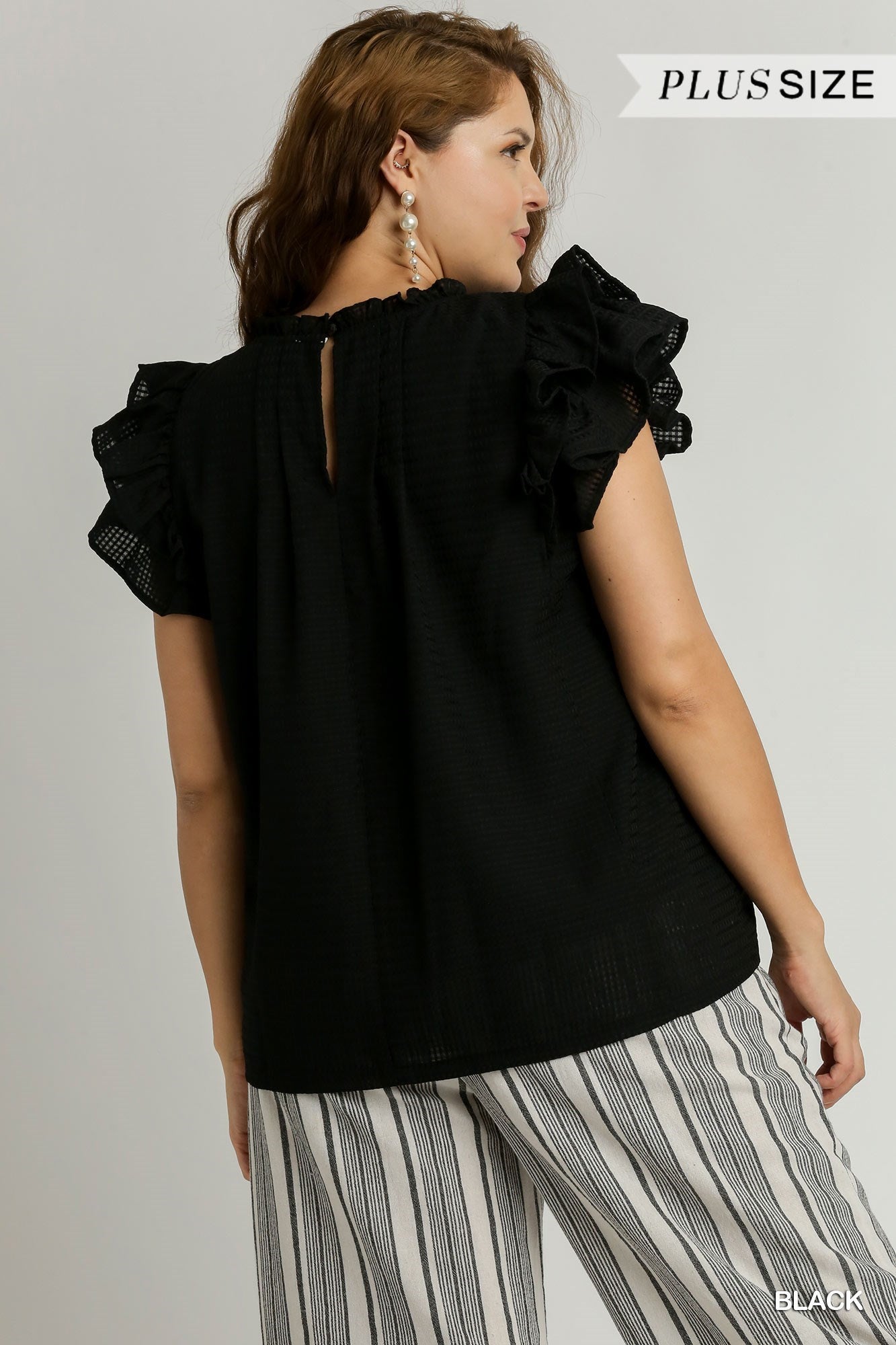 Plus Size Ruffle Sleeve Round Neck Top By Umgee