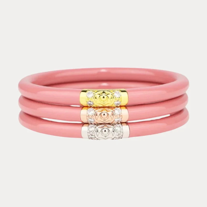 BuDhaGirl  Three Kings All Weather Bangles in Blush- Set of 3