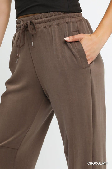 Cupro Drawstring Jogger Pants by Umgee