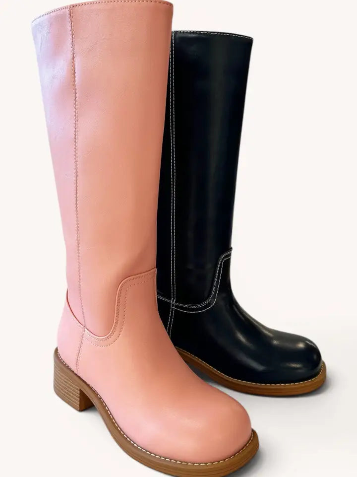 Pretty in Pink Tall Riding Boots