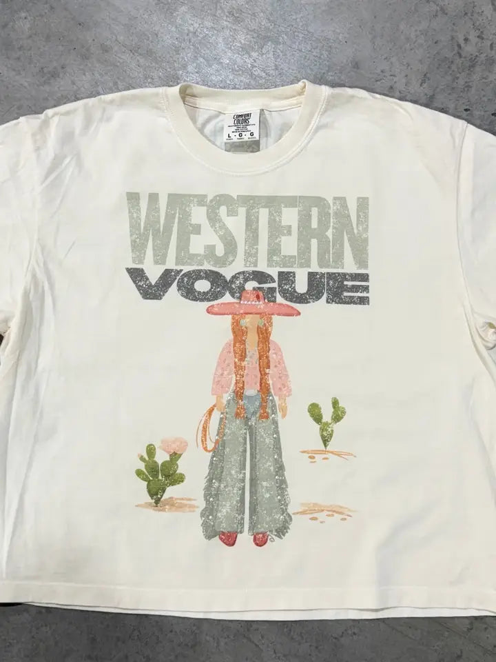 Trendy western tee with a cowgirl