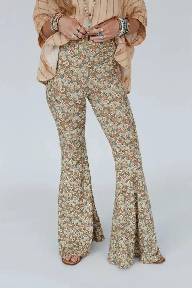 Dream in Flowers Bell Flare Pants By Three Bird Nest