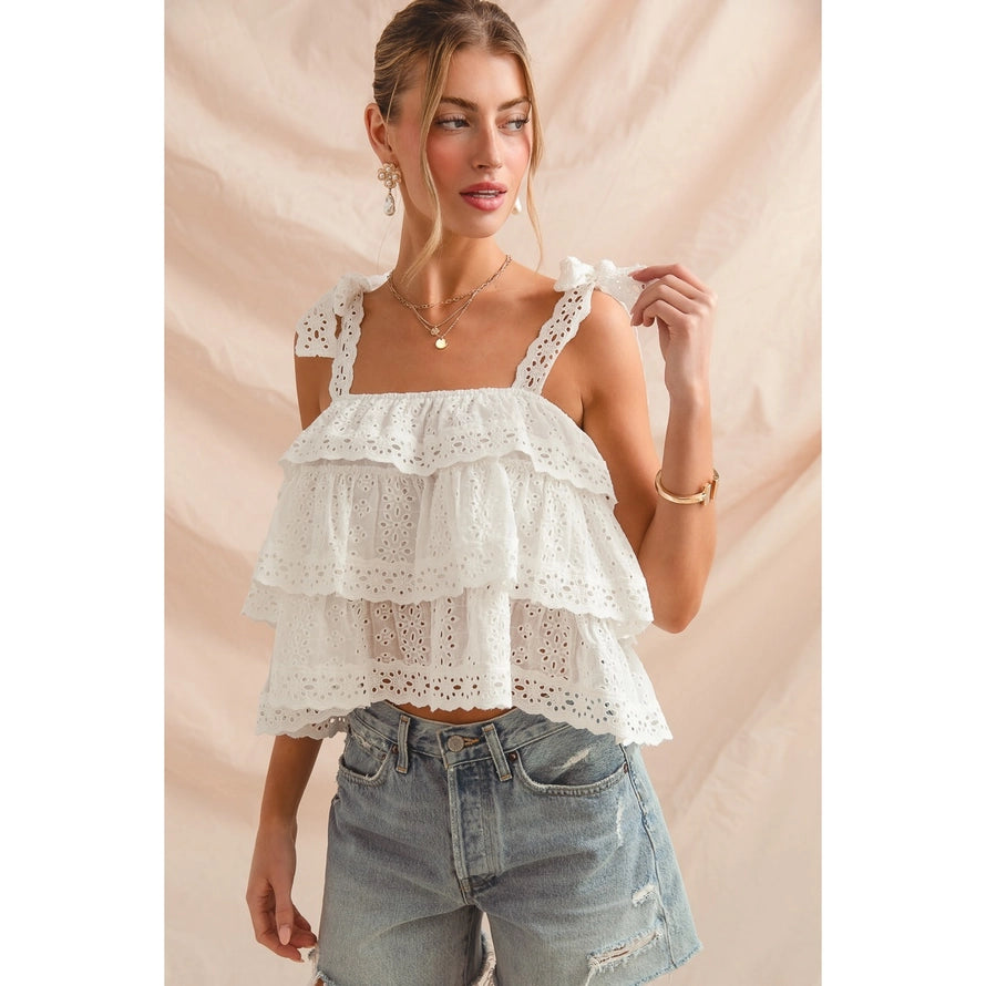 Sweet Romance Eyelet Tiered Top By So Me