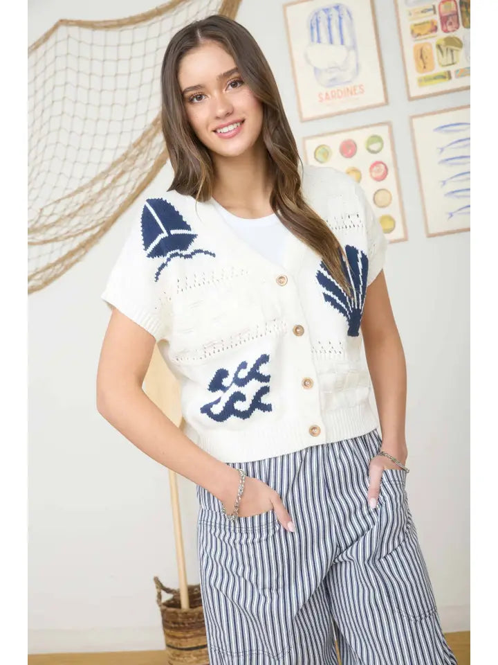 Seashell Sweetheart Cardigan Top By J.O.A