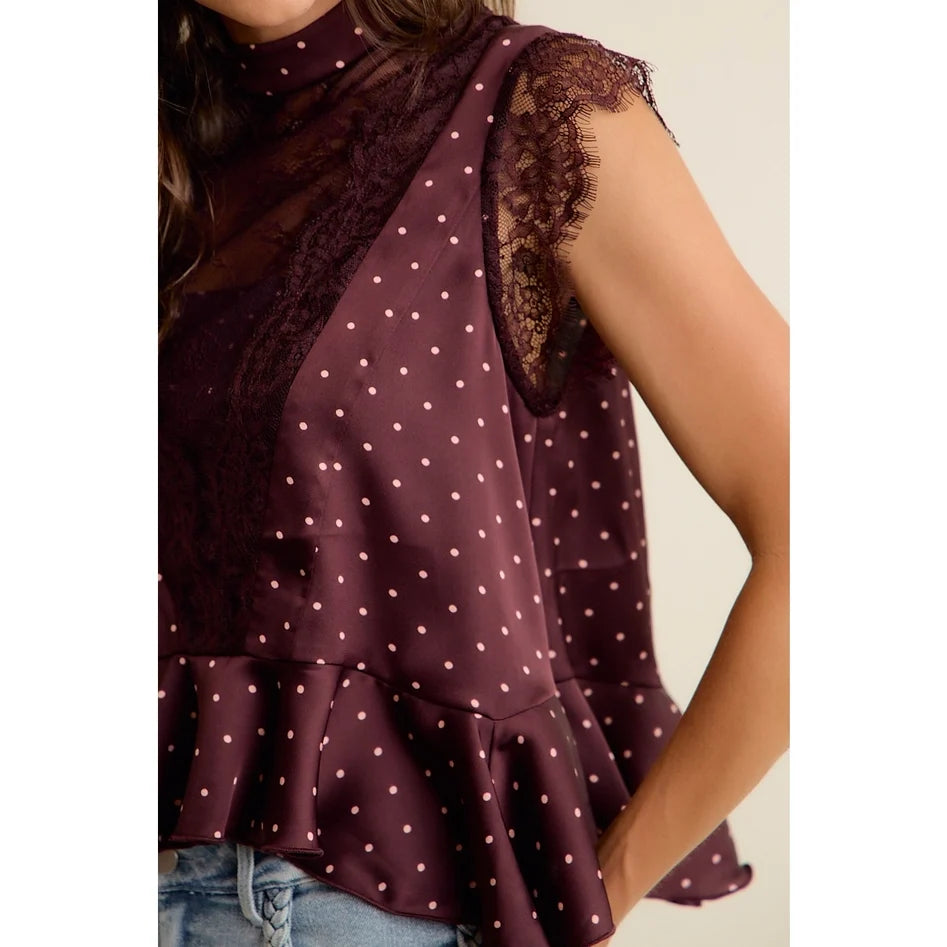 Merlot Moments Satin Blouse By So me