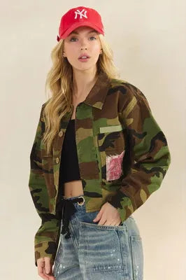 Camo Floral Contrast Jacket By Veveret
