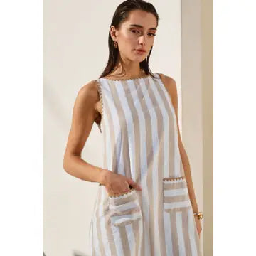 Sweet Escape Whipstitch Striped Mini Dress