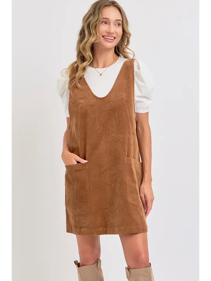 Casual Overall Corduroy Dress