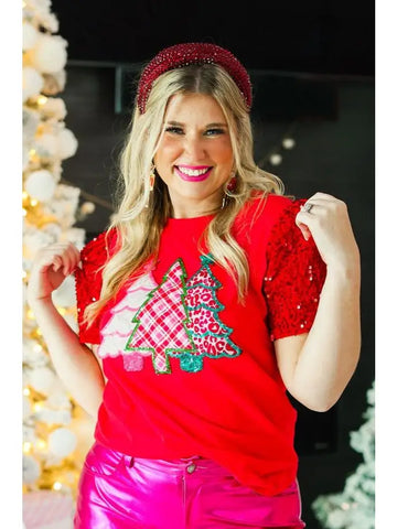 Christmas Tree Patch Top by Southern Grace