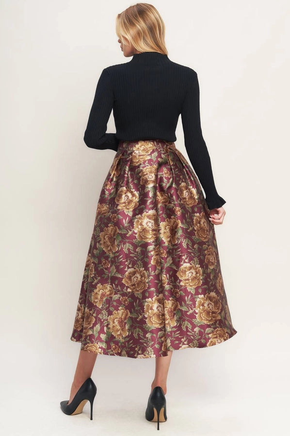 A Printed Woven Full Midi Skirt By Flying Tomato