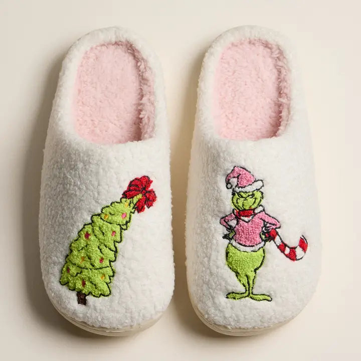 Grinch Christmas Tree Holiday Slippers Christmas