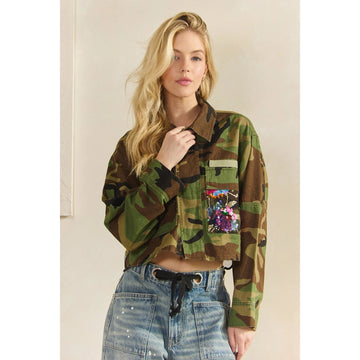 Camo Sequins Contrast Jacket By Veveret