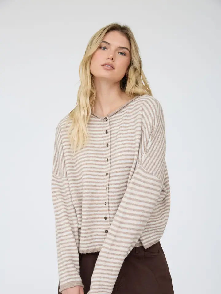 Cozy Cabin Stripe Cardigan By JOA