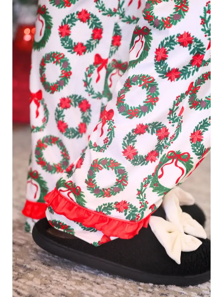 Ribbon Wreath Ruffle Pajama Set