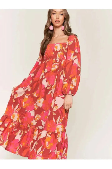 Rust Multi Midi Dress
