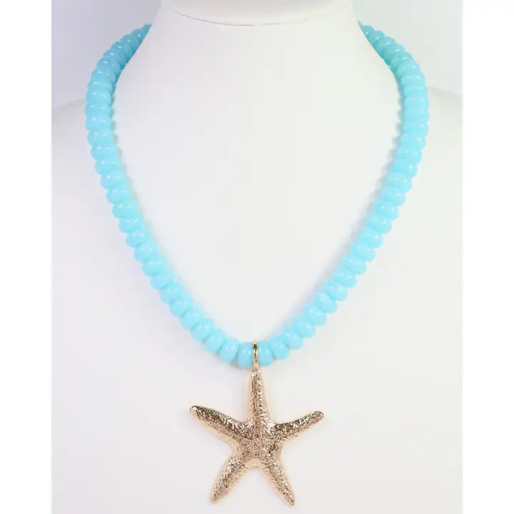 Aster Beaded Starfish Necklace By Caroline Hill