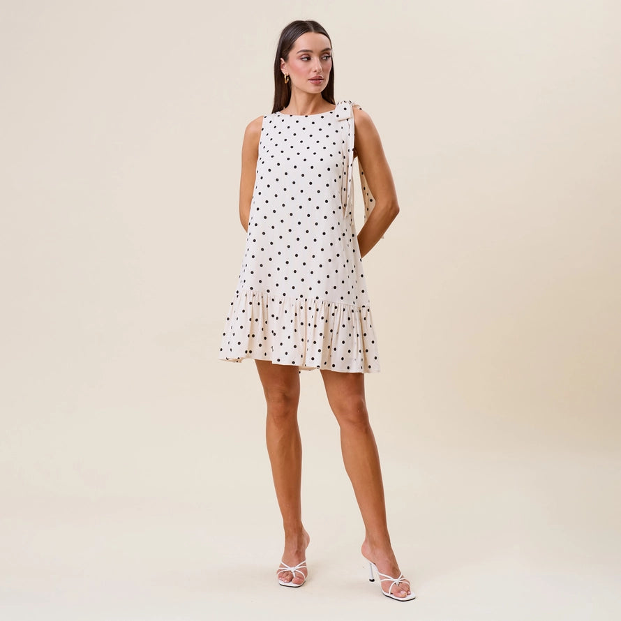 Sweet Spot Polka Bow Mini Dress By Able