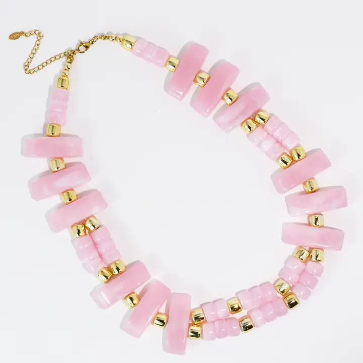 Glow Stone Pink/Clear Necklace By Treasure Jewels