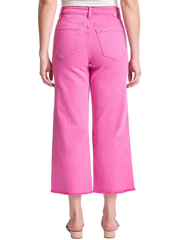Pink Chloe High Rise Cropped Wide Leg Jeans