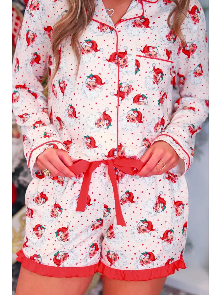 Vintage Santa Ruffle Pajama Set