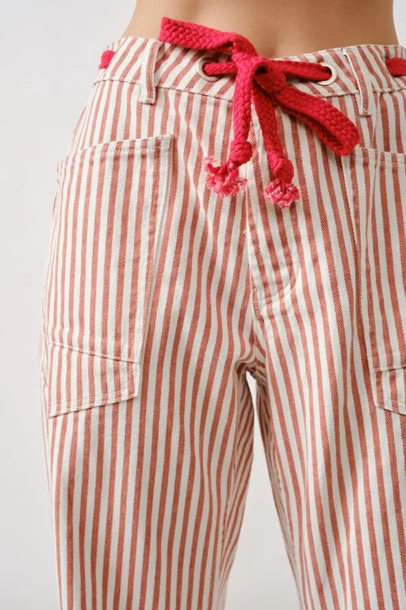 Barrel Denim Pants with Eyelet Waist By Aaron & Amber