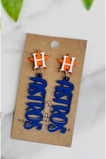 Blue Word Dangle Earring