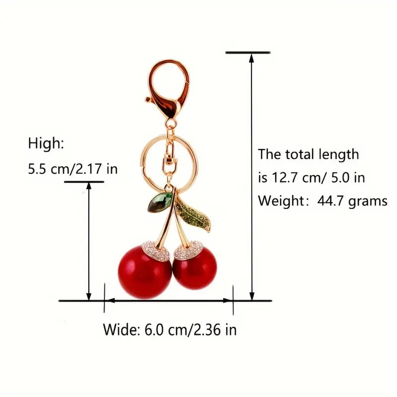 Charming Cherry Crystal Keychain