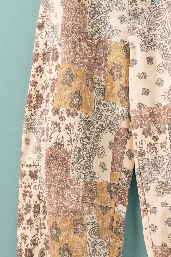 Boho Patchwork Barrell Leg Pants By Urban Daizy