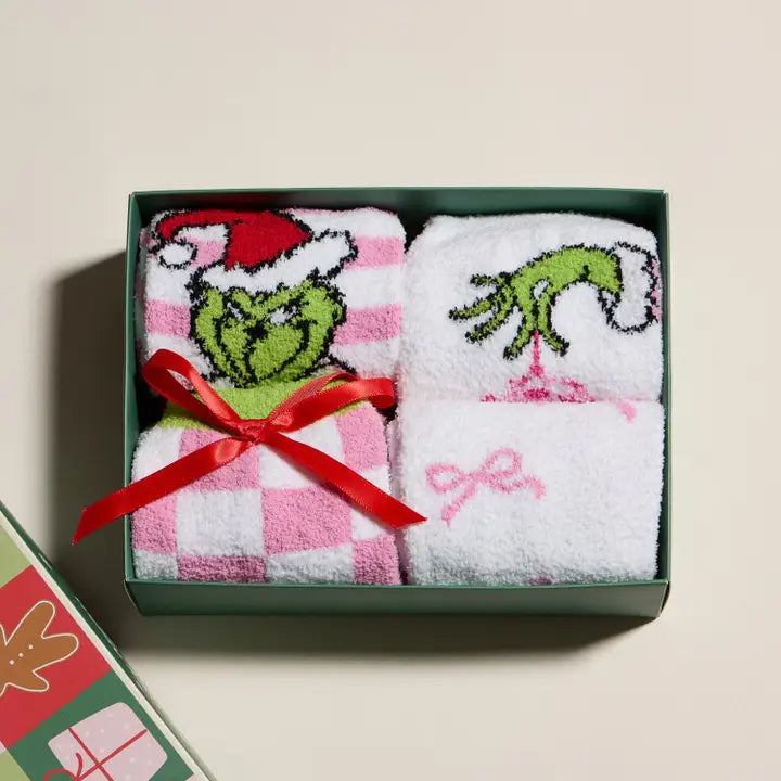 Holiday Sock Gift Set with Grinch Designs Christmas Gift