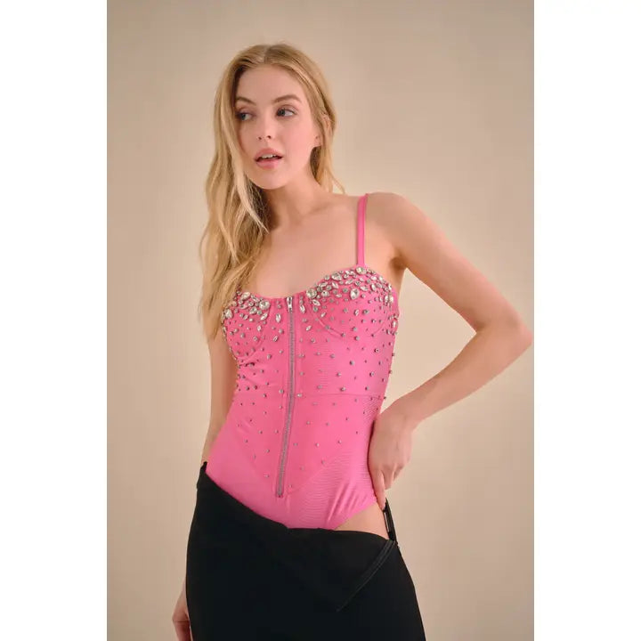 Rhinestone-Studded Bodysuit