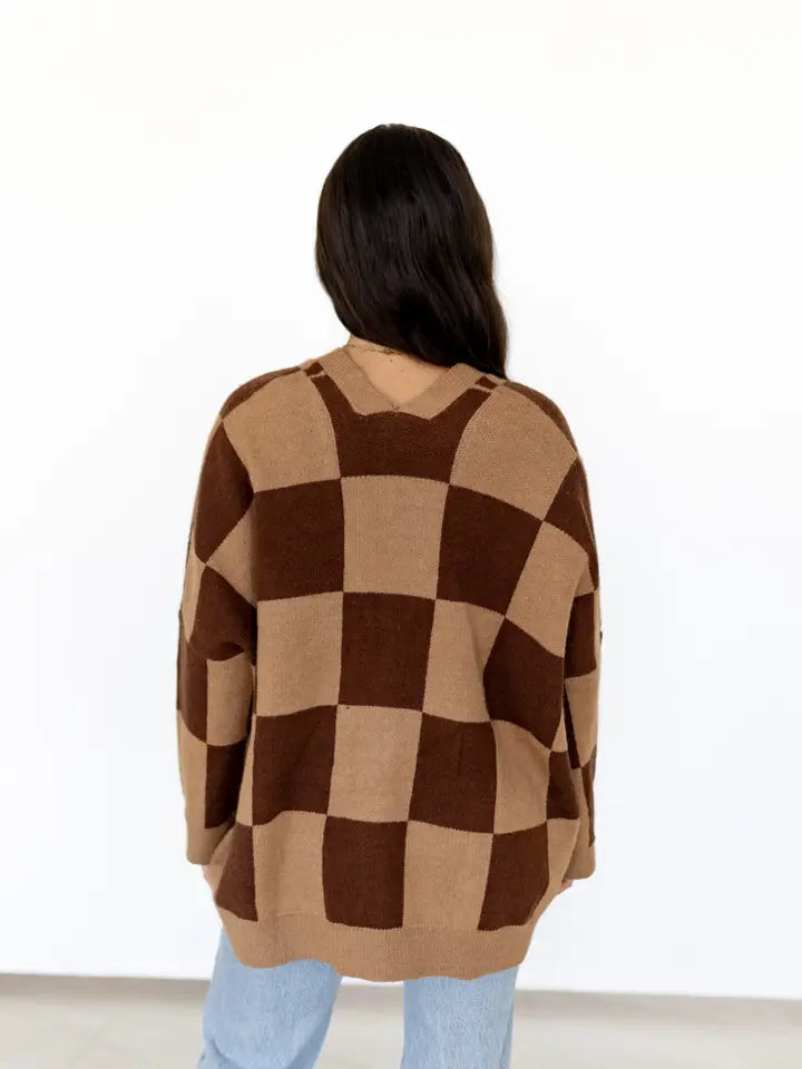 Lucky Charm Check Cardigan By Turquoise Haven