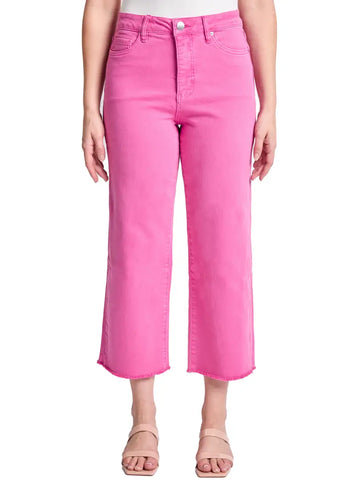 Pink Chloe High Rise Cropped Wide Leg Jeans