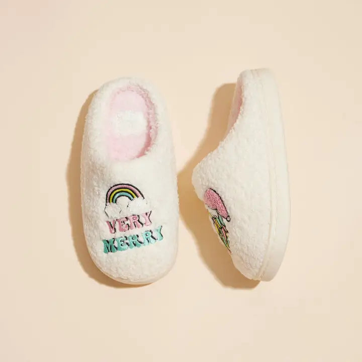 Very Merry Christmas Unicorn Home Slippers - Kids For Christmas Gift