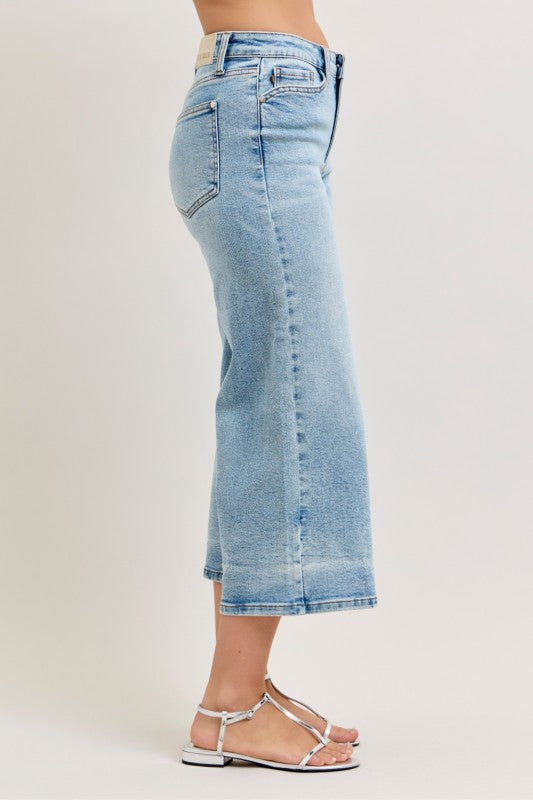 881106 Easy Street Wide Leg Crop Jeans by Judy Blue