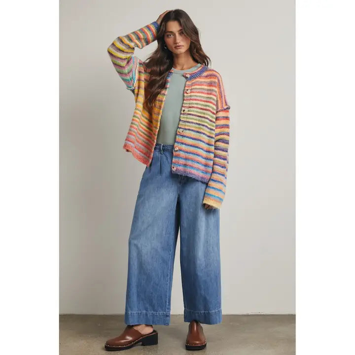 Chasing Rainbows Striped Cardigan By Wishlist