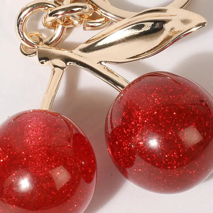 Sparkling Resin Cherry Figure Keyring Bag Charm