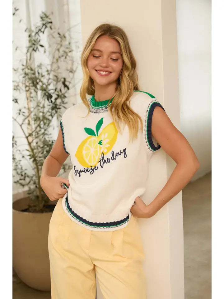 Squeeze the Day Knit Top By Skies are Blue