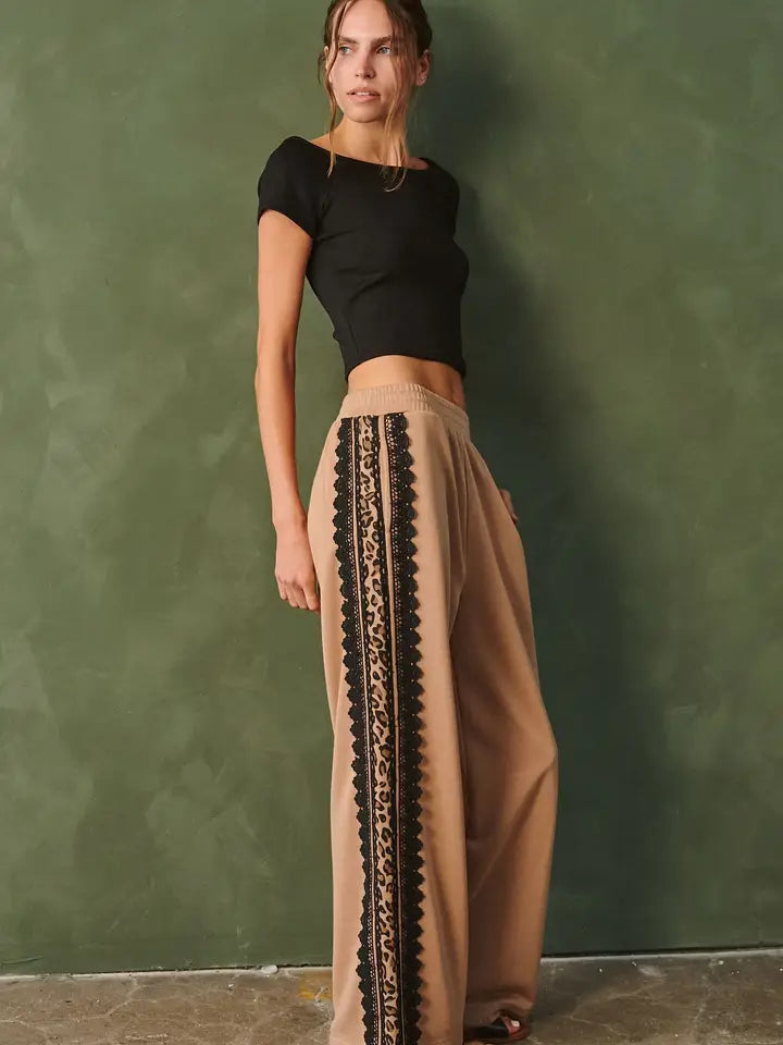 Lace Side-Stripe Sweatpants