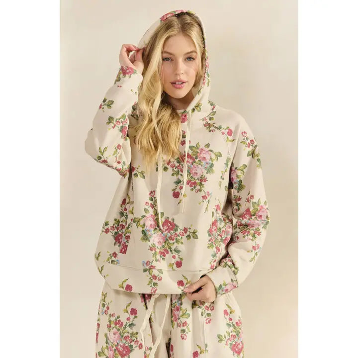 Vintage Printed French Terry Hoodie By Veveret